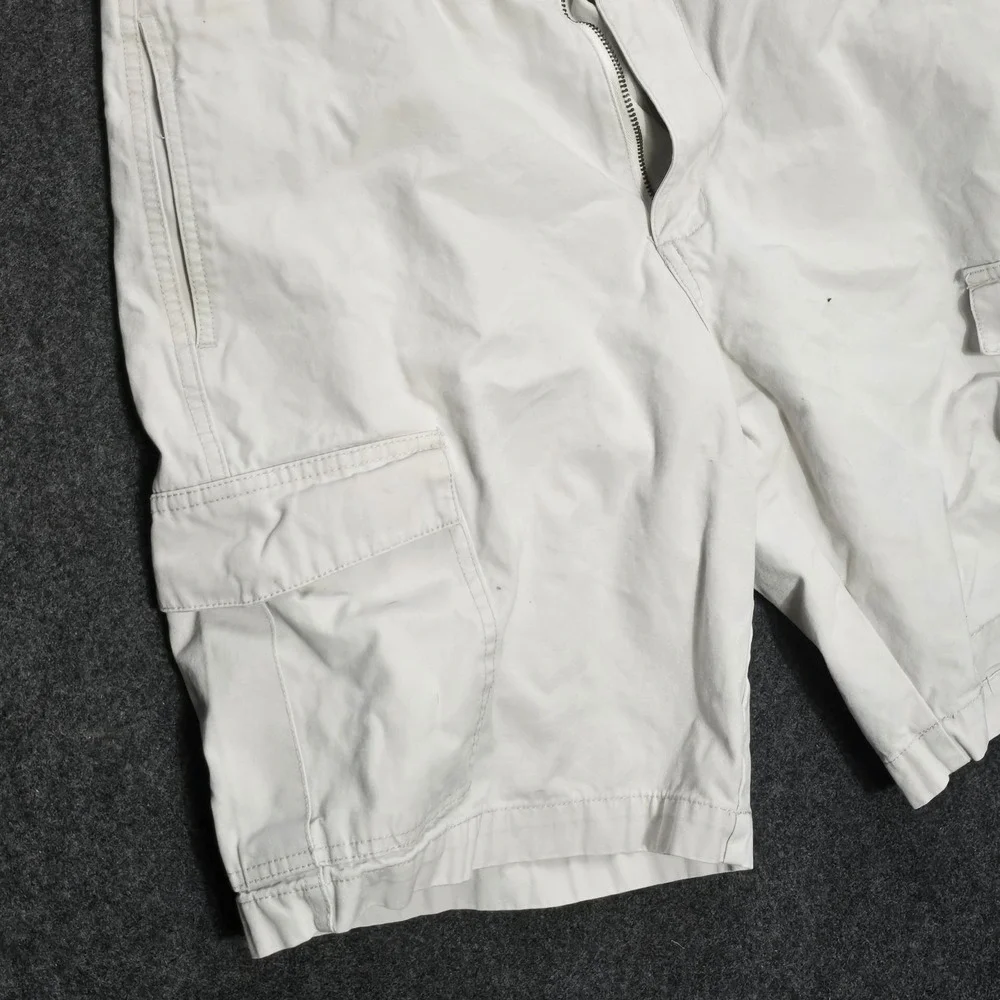 Men's CHAPS Casual Flat Front 100% Cotton Shorts Hampton Khaki Size 32